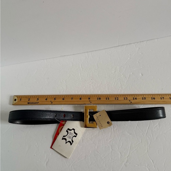 NWT Escada Guertel Designer Luxury Black Leather Belt Gold Buckle Women Size 42